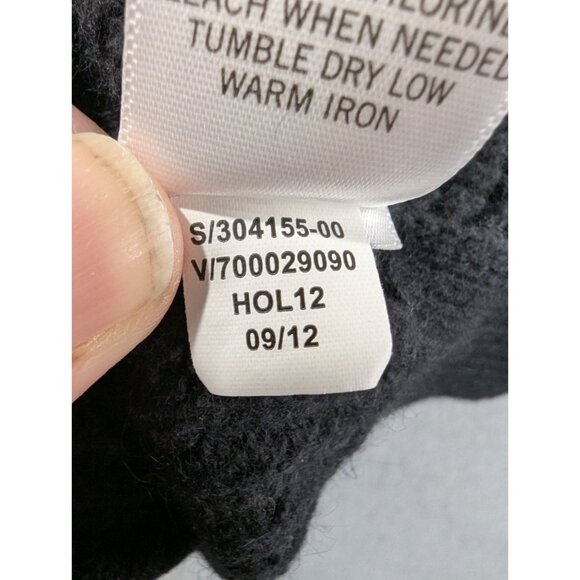 Banana Republic Black Waffle Knit Hoodie Sweater M Cotton Nylon & Rabbit Hair - Picture 8 of 8